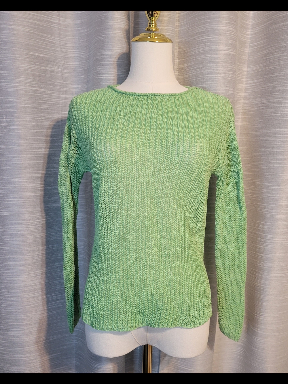 J. Jill Light Green Knit Crewneck Sweater